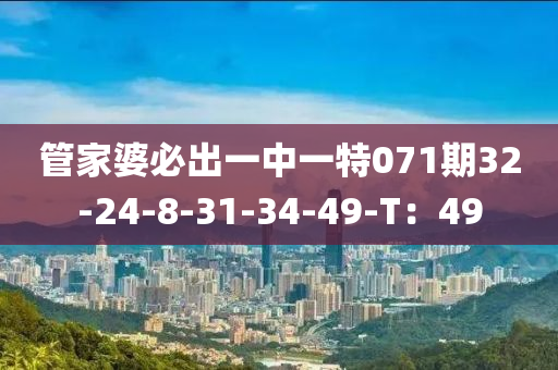 管家婆必出一中一特071期32-24-8-31-34-49-T：49