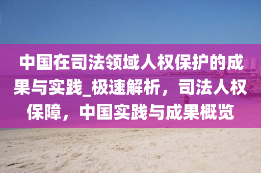 中国在司法领域人权保护的成果与实践_极速解析，司法人权保障，中国实践与成果概览