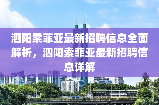 泗阳索菲亚最新招聘信息全面解析，泗阳索菲亚最新招聘信息详解