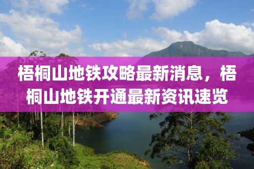 梧桐山地铁攻略最新消息，梧桐山地铁开通最新资讯速览