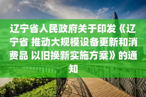 辽宁省人民政府关于印发《辽宁省 推动大规模设备更新和消费品 以旧换新实施方案》的通知