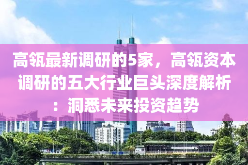 高瓴最新调研的5家，高瓴资本调研的五大行业巨头深度解析：洞悉未来投资趋势