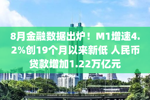 8月金融数据出炉！M1增速4.2%创19个月以来新低 人民币贷款增加1.22万亿元