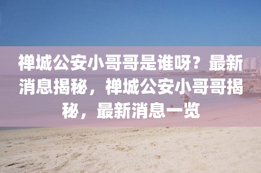 禅城公安小哥哥是谁呀？最新消息揭秘，禅城公安小哥哥揭秘，最新消息一览