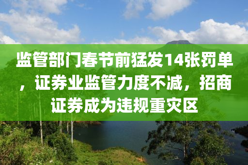 监管部门春节前猛发14张罚单，证券业监管力度不减，招商证券成为违规重灾区
