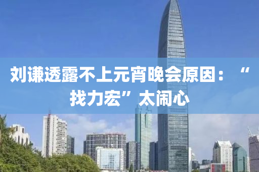 刘谦透露不上元宵晚会原因：“找力宏”太闹心