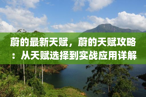 蔚的最新天赋，蔚的天赋攻略：从天赋选择到实战应用详解