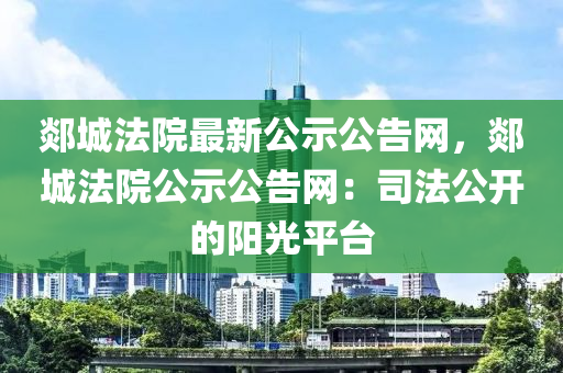 郯城法院最新公示公告网，郯城法院公示公告网：司法公开的阳光平台