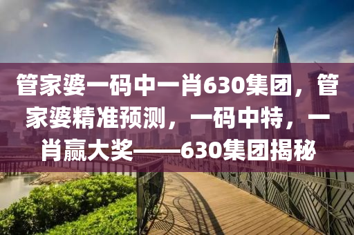 管家婆一码中一肖630集团，管家婆精准预测，一码中特，一肖赢大奖——630集团揭秘